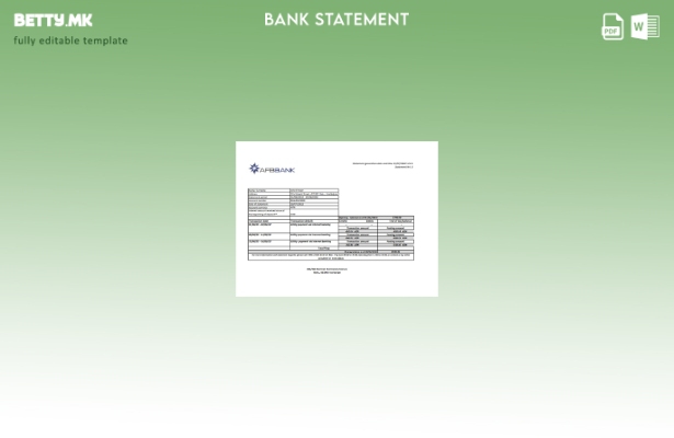 модерен стил Азербејџан Afbbank банка извод шаблон ексел